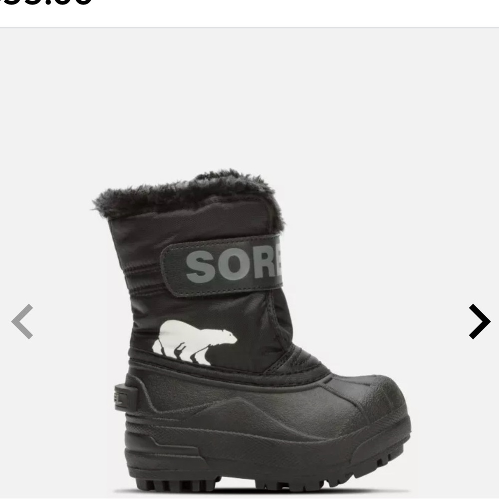Sorel Toddlers’ Snow Commander Black Winter Boots, Boys’ Size 5